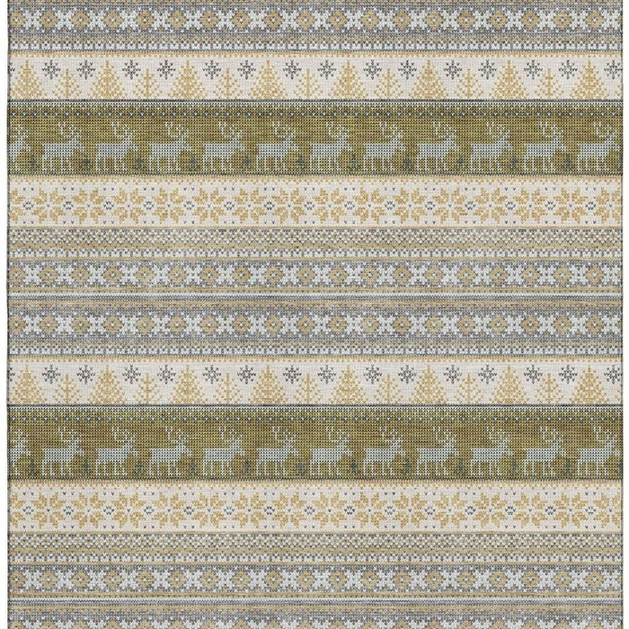 10' X 14' Abstract Geometric Washable Area Rug With UV Protection (701906) - Gray / Ivory / Gold