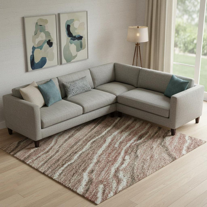 10' X 14' Striped Washable Area Rug With UV Protection (697716) - Coffee / Copper / Beige