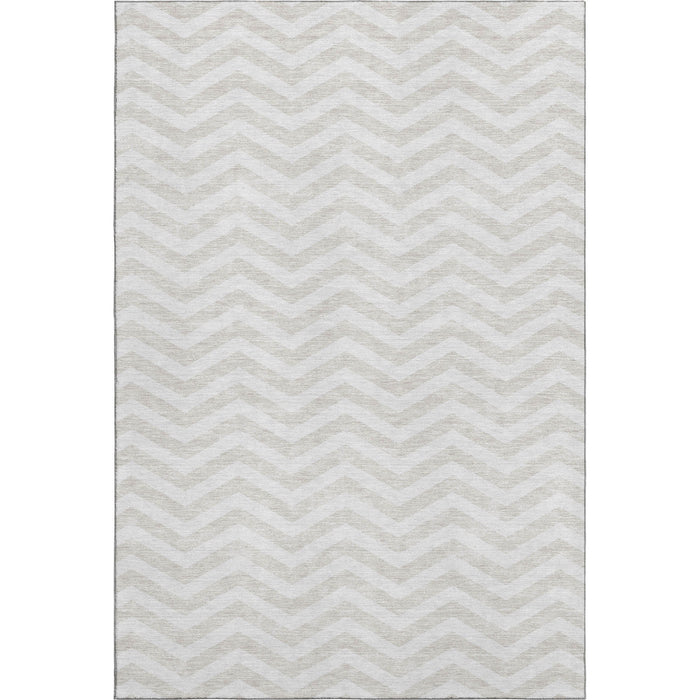 10' X 14' Chevron Washable Area Rug With UV Protection (673303) - Ivory / Beige