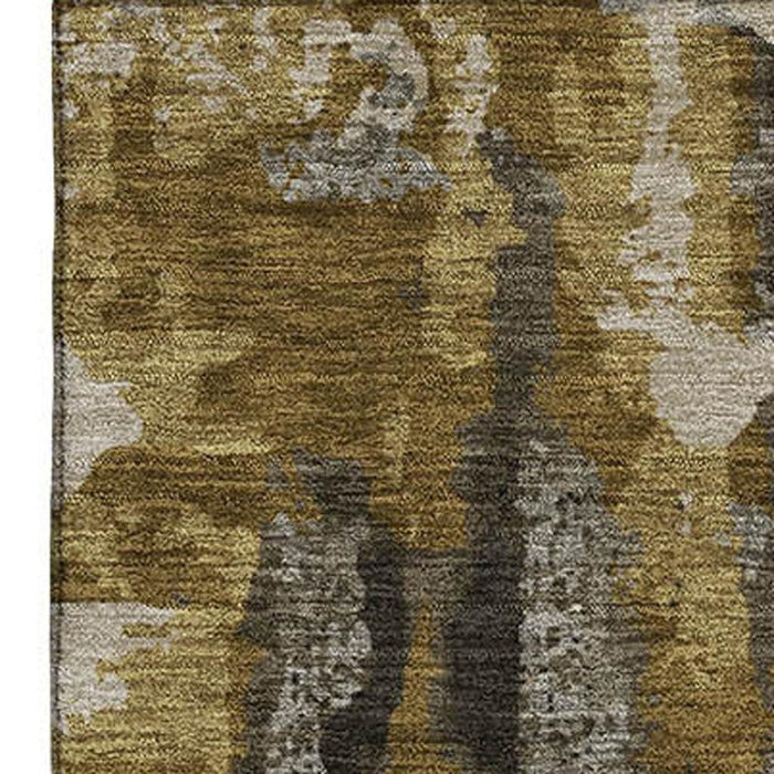 10' X 14' Abstract Washable Area Rug With UV Protection (714637) - Coffee / Gray