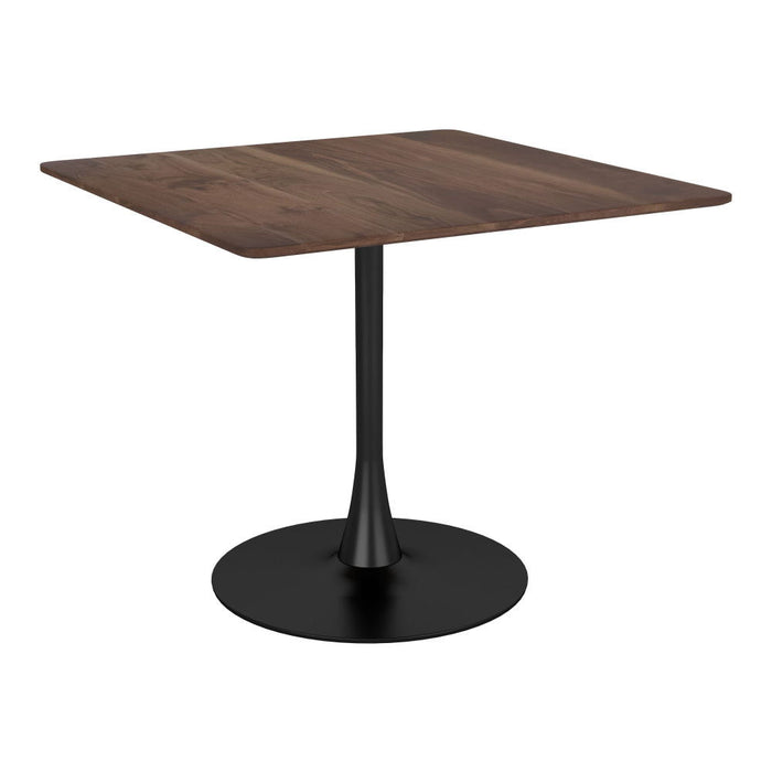 35" Square Steel Pedestal Base Dining Table - Brown