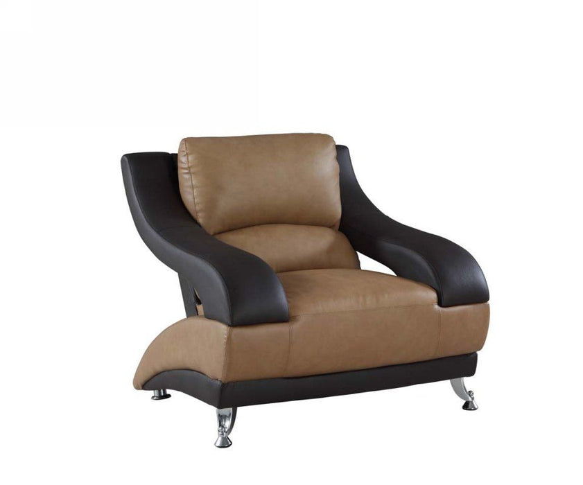 Two Tone Dazzling Leather Chair - Light Brown And Black