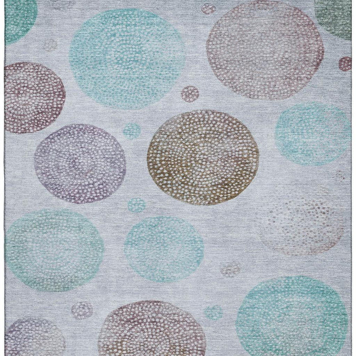 10' X 14' Geometric Washable Area Rug With UV Protection (707371) - Blue / Brown / Teal
