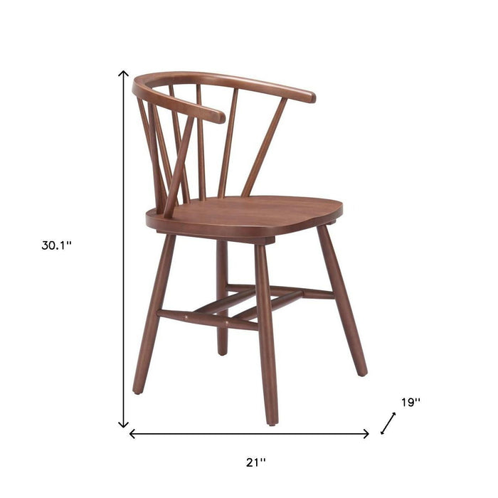 Solid Wood Slat Back Dining Side Chairs (Set of 2) - Walnut / Brown