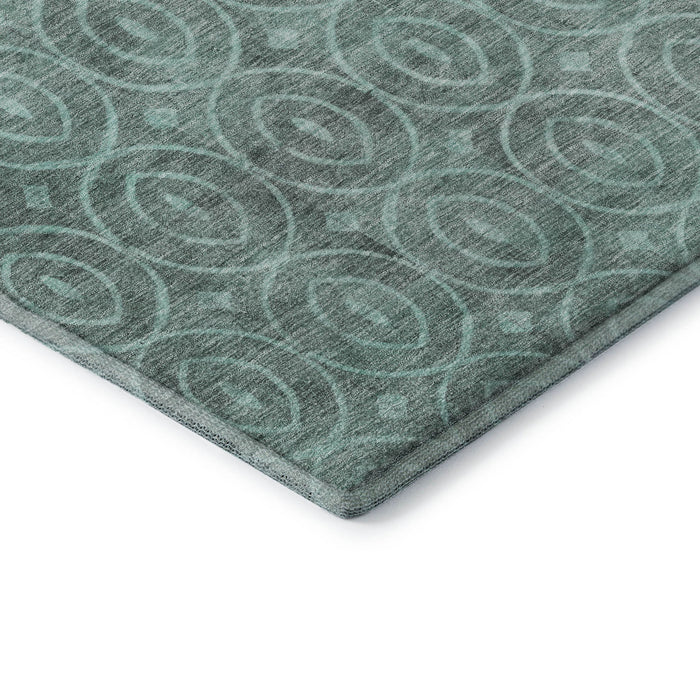 10' X 14' Geometric Washable Area Rug With UV Protection (691902) - Teal / Aqua