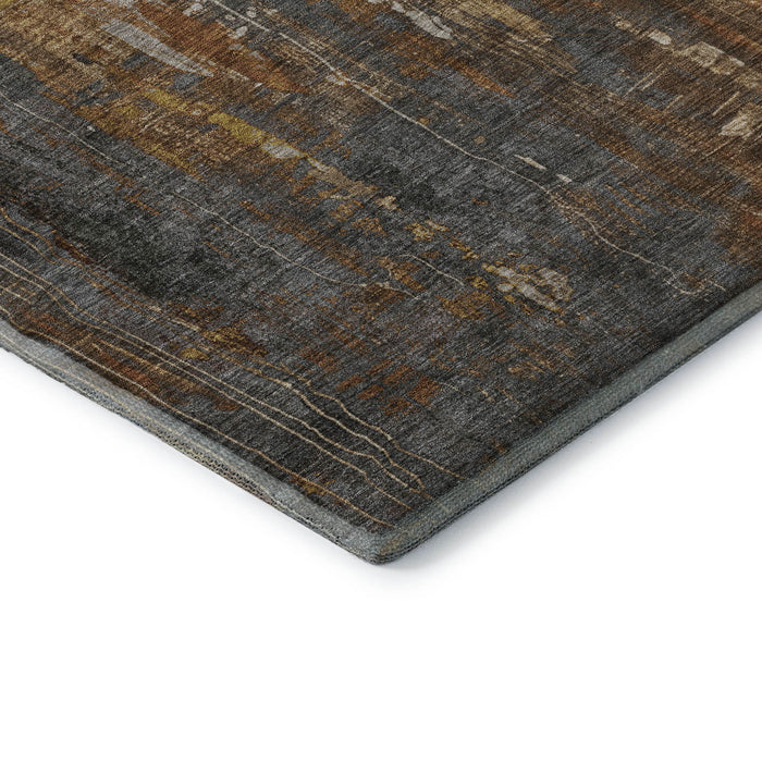 10' X 14' Abstract Washable Area Rug With UV Protection (697110) - Rust / Charcoal / Ivory