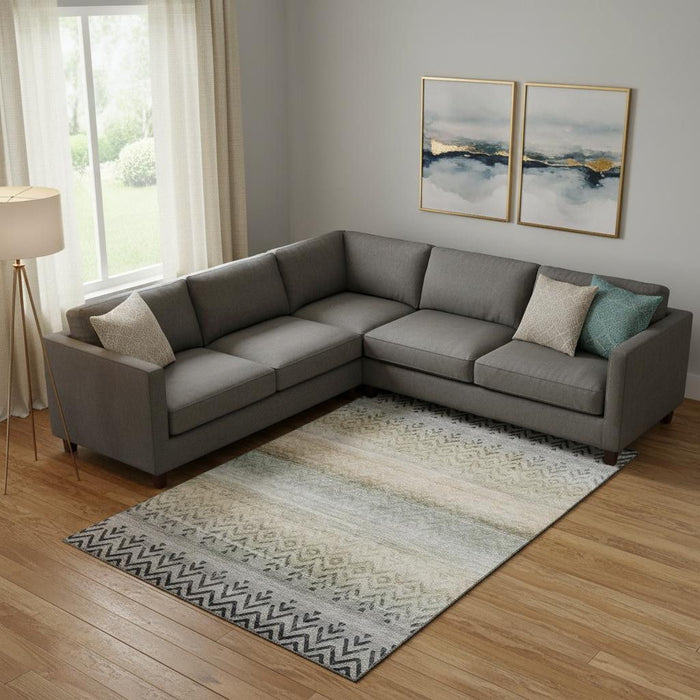10' X 14' Geometric Washable Area Rug With UV Protection (715657) - Gray / Charcoal