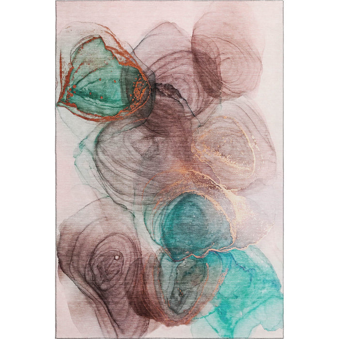 8' X 10' Abstract Washable Area Rug With UV Protection (647030) - Burgundy / Blue / Ivory