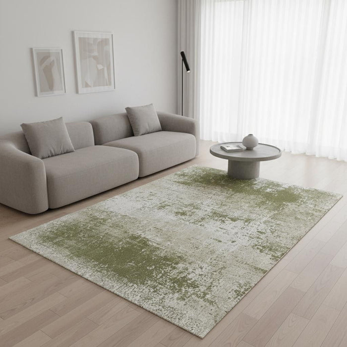 6' X 8' Abstract Washable Area Rug With UV Protection (609902) - Green / Beige / White