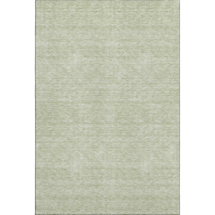 10' X 14' Abstract Geometric Washable Area Rug With UV Protection (672308) - Artichoke Green / Ivory