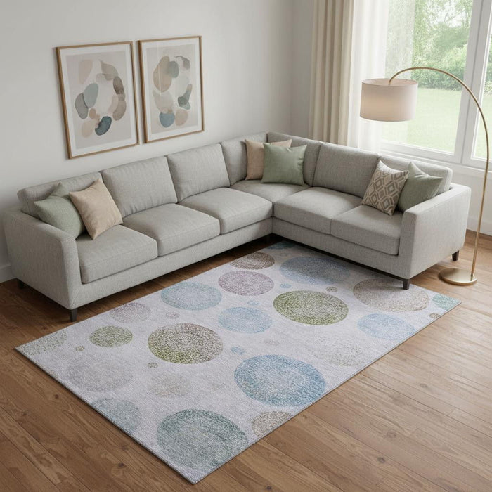 10' X 14' Geometric Washable Area Rug With UV Protection (707383) - Lavender / Blue / Brown