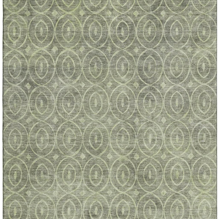 10' X 14' Geometric Washable Area Rug With UV Protection (691860) - Artichoke Green / Ivory