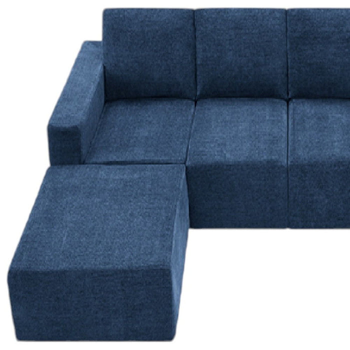 Fabric Modular Sofa Chaise With Black Legs - Navy Blue