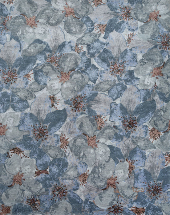 10' X 8' Abstract Hand Knotted Area Rug Genuine Wool Material - Blue