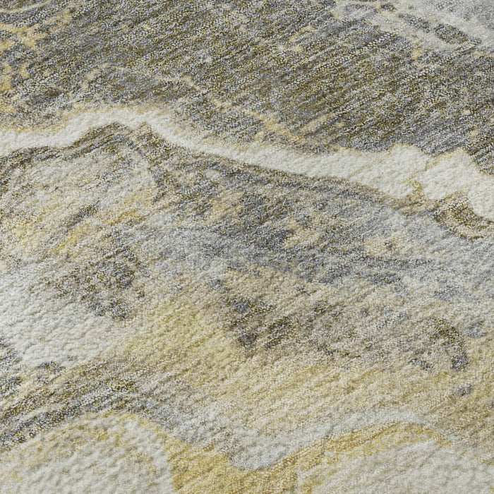 10' X 14' Abstract Washable Area Rug With UV Protection (697860) - Gold / Gray / Ivory
