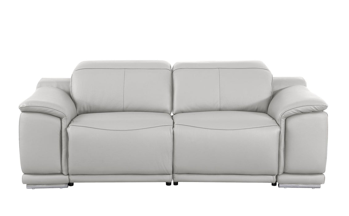 Italian Leather Reclining Metal USB Sofa (720415) - Light Gray