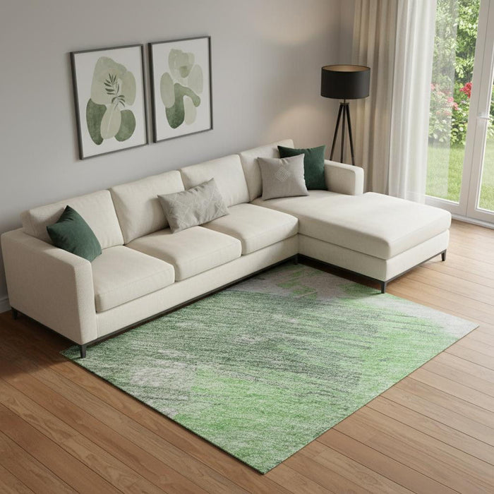 10' X 14' Abstract Washable Area Rug With UV Protection (697902) - Green / Lavender / Ivory