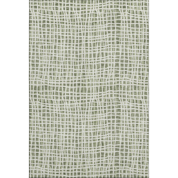 10' X 14' Striped Washable Area Rug With UV Protection - Green / Ivory