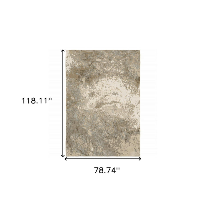 7' x 10' Abstract Power Loom Area Rug - Gray And Ivory