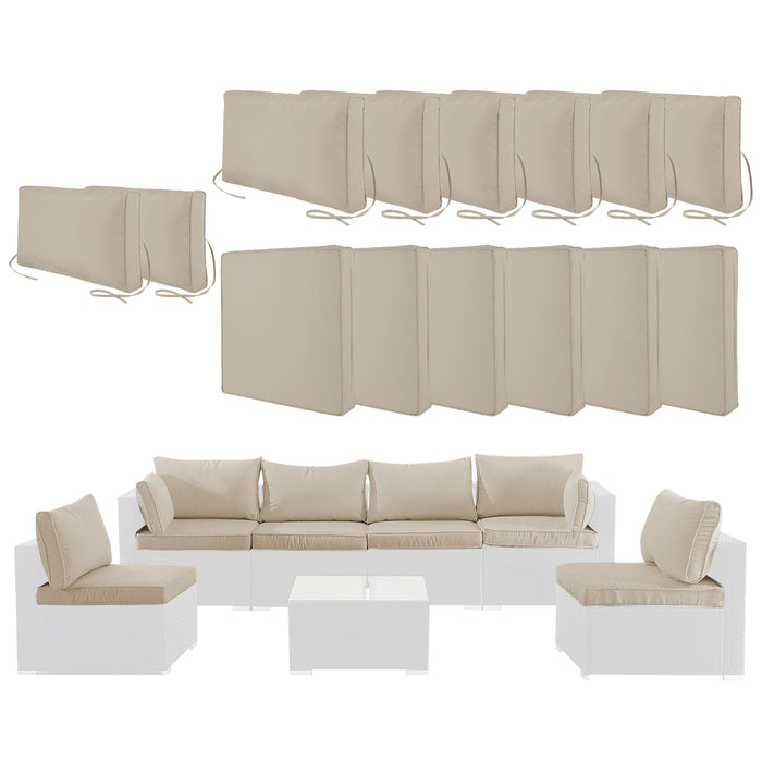 Giga 14-pack cushion covers for 7-piece wicker sectional sofa, zippered back and seat slipcovers with plush fabric upholstery.