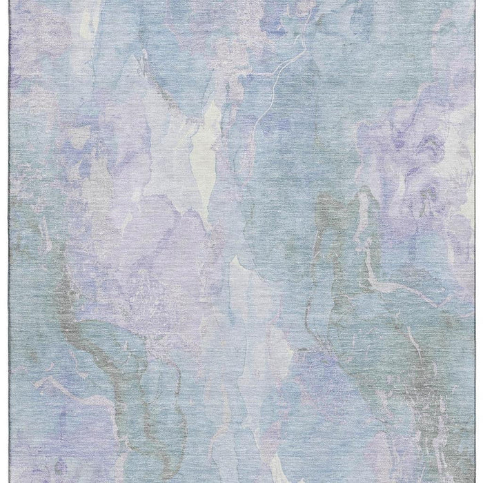 10' X 14' Abstract Washable Area Rug With UV Protection (701341) - Sky Blue / Lavender / Ivory