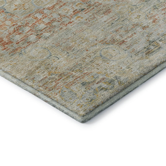 10' X 14' Floral Medallion Washable Area Rug With UV Protection (695588) - Tan / Beige / Teal