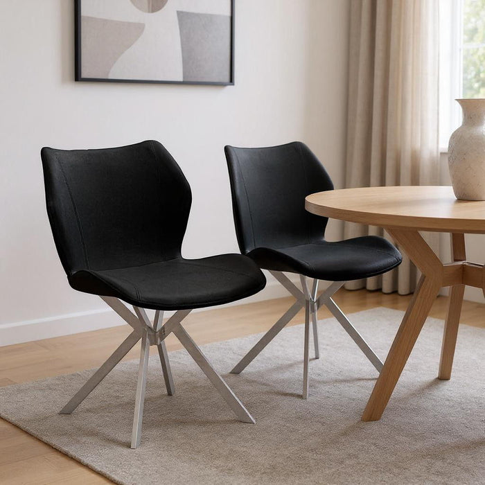 Upholstered Dining Side Chairs (Set of 4) - Black / Silver