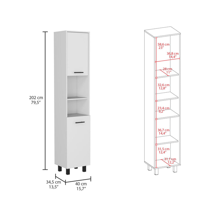 Wood Flat Door Kitchen Island Set With Storage (492015) - Natural / White