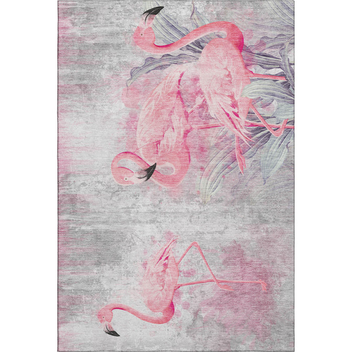 9' X 12' Island Geometric Washable Area Rug With UV Protection - Pink