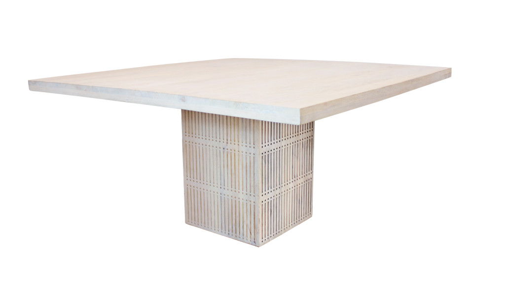 60" Square Solid Wood Pedestal Base Dining Table - Ivory