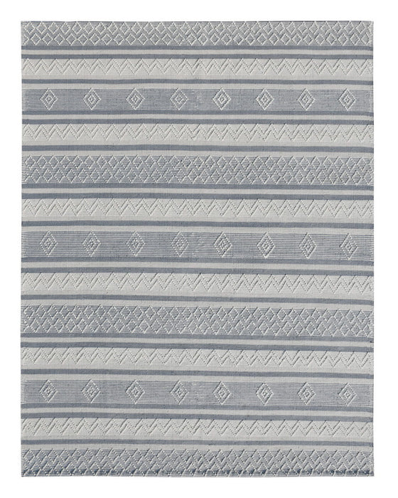 8' x 10' Gray Geometric Hand Loomed Area Rug - Light Gray And Dark