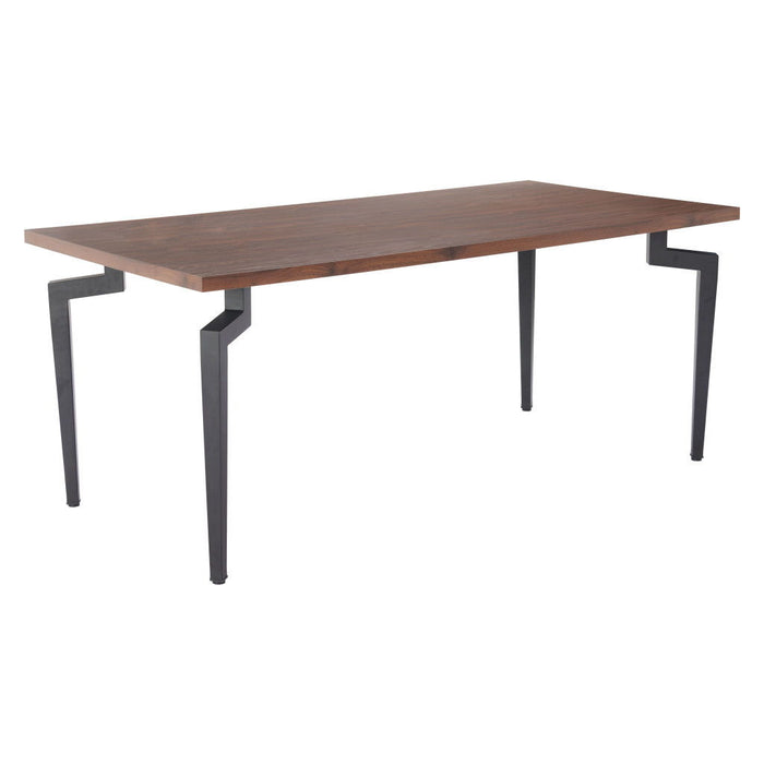 71" Wood And Steel Dining Table - Brown