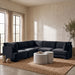 Meridian Furniture Hammond velvet performance fabric 5-piece corner sectional with plush upholstery and modern design.