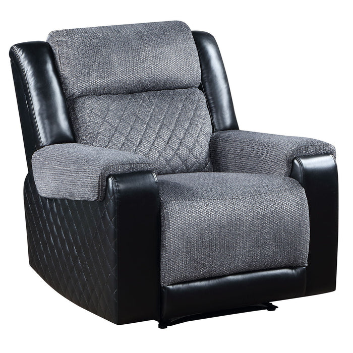 Faux Leather Fabric Manual Recliner - Black / Gray