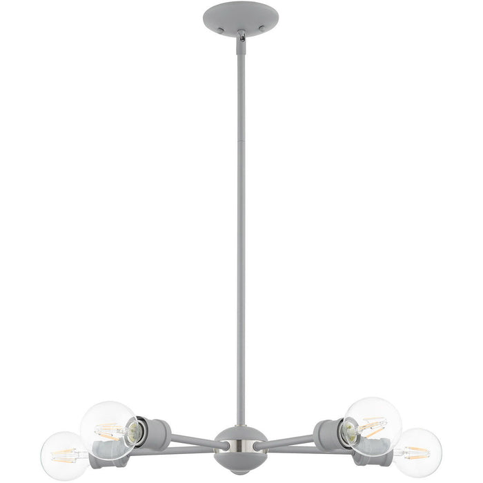 11" Five Light Dimmable Chandelier With Shades - Gray