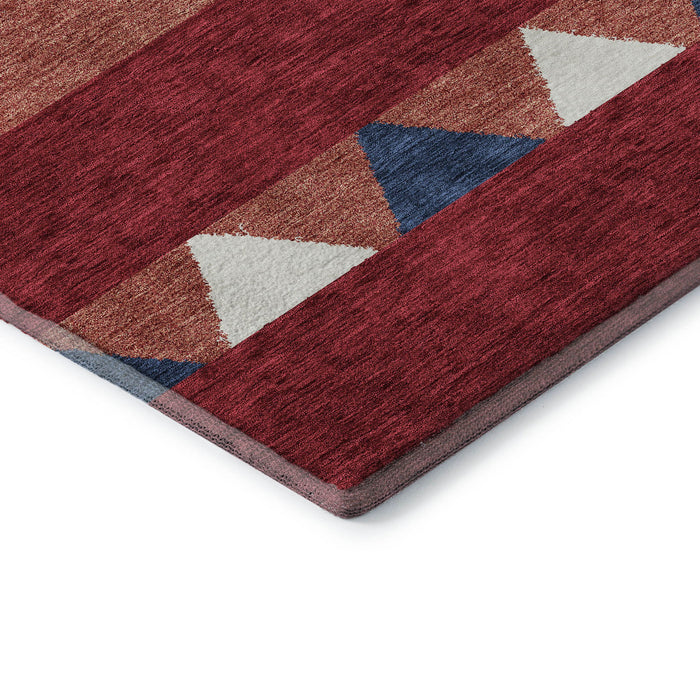 10' X 14' Southwestern Washable Area Rug With UV Protection (676440) - Red / White / Navy Blue