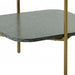 HomeRoots glass and metal square end table with shelf, featuring a gold frame and clear glass top.