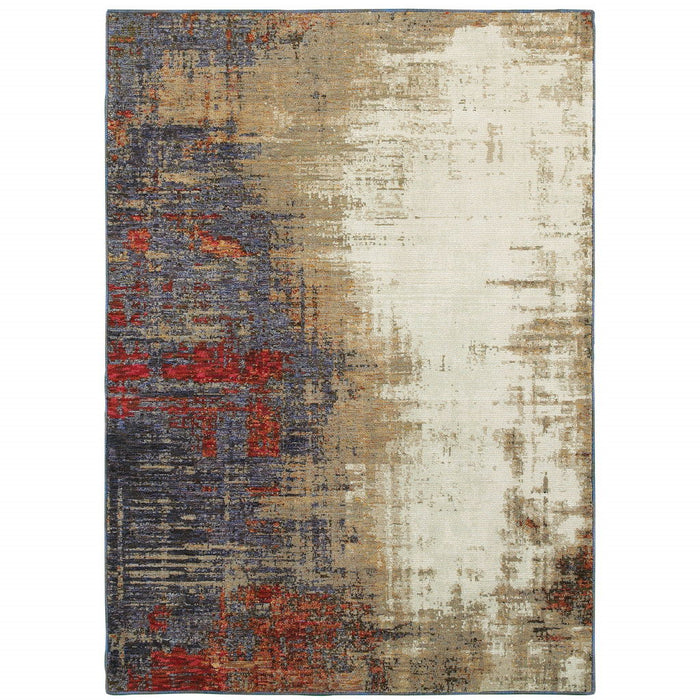 10' x 13' Abstract Power Loom Area Rug - Beige And Blue