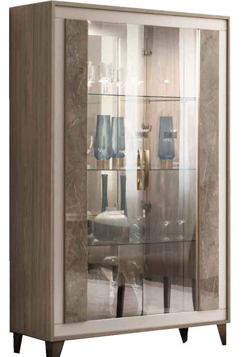 ArredoAmbra - 2 Door Glass Cabinet - Light Brown