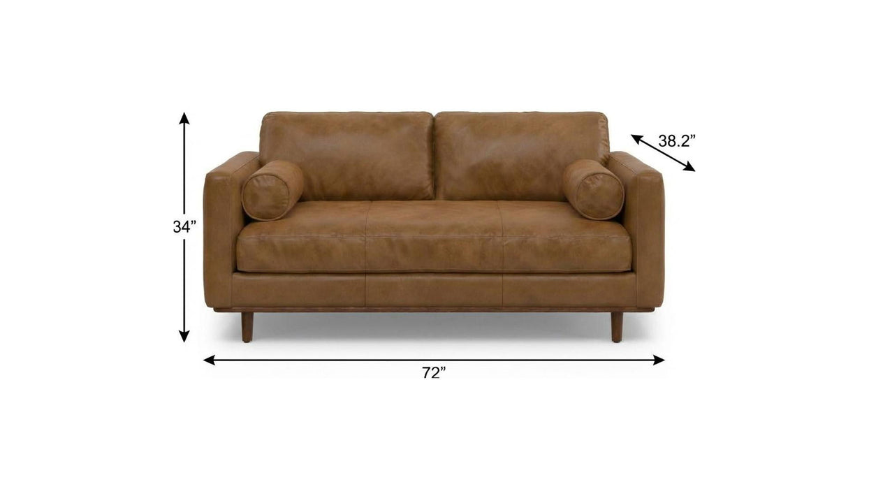 72" Leather Sofa - Brown