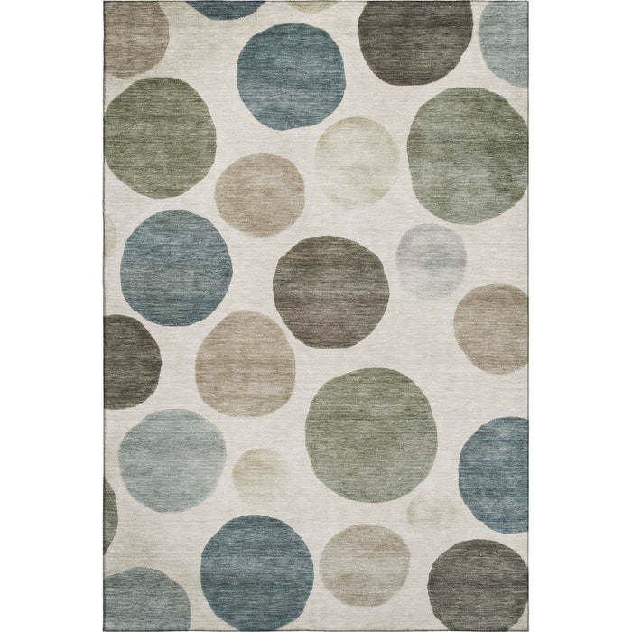 10' X 14' Geometric Washable Area Rug With UV Protection (716827) - Ivory / Teal