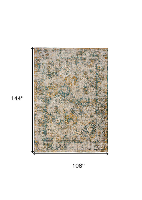9' x 12' Abstract Non Skid Area Rug - Blue And Green
