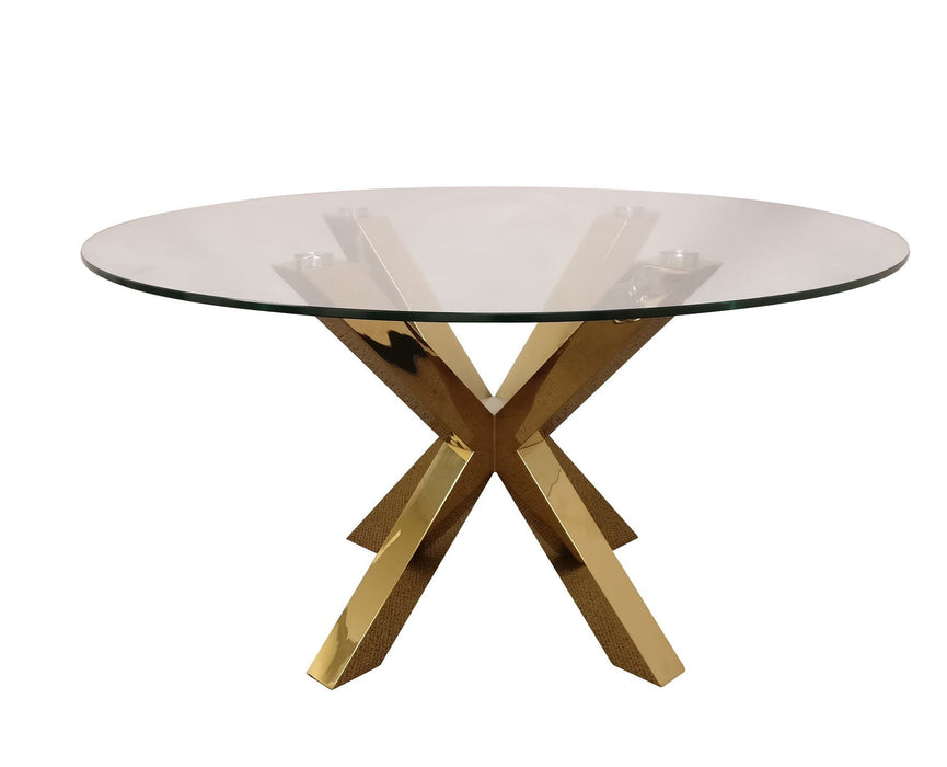 54" Glass And Metal Round Top Dining Table - Clear
