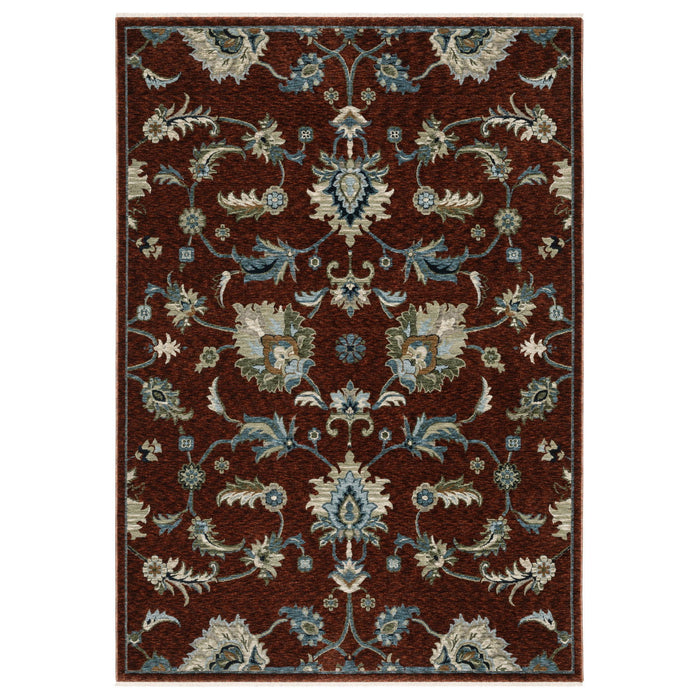 10' X 13' Oriental Area Rug With Fringe - Red And Teal
