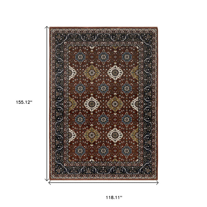 10' X 13' Traditional Medallion Area Rug With Fringe - Red