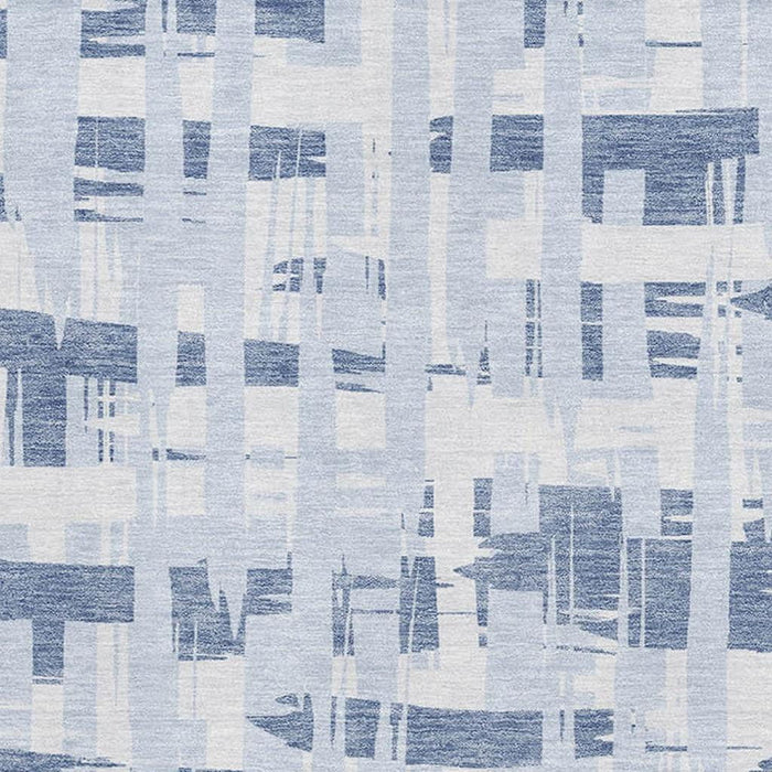 10' X 14' Striped Washable Area Rug With UV Protection (705665) - Blue / Ivory