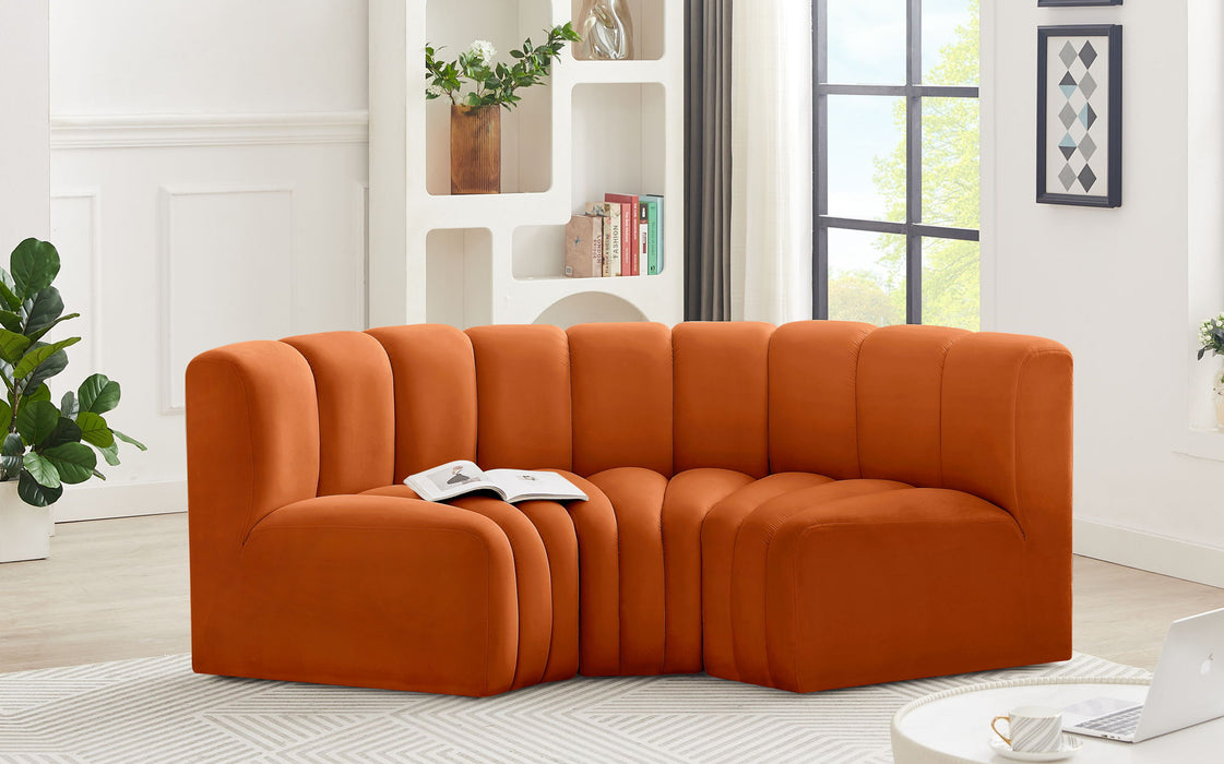 Arc - Velvet 3 Piece Modular U-Shaped Sofa