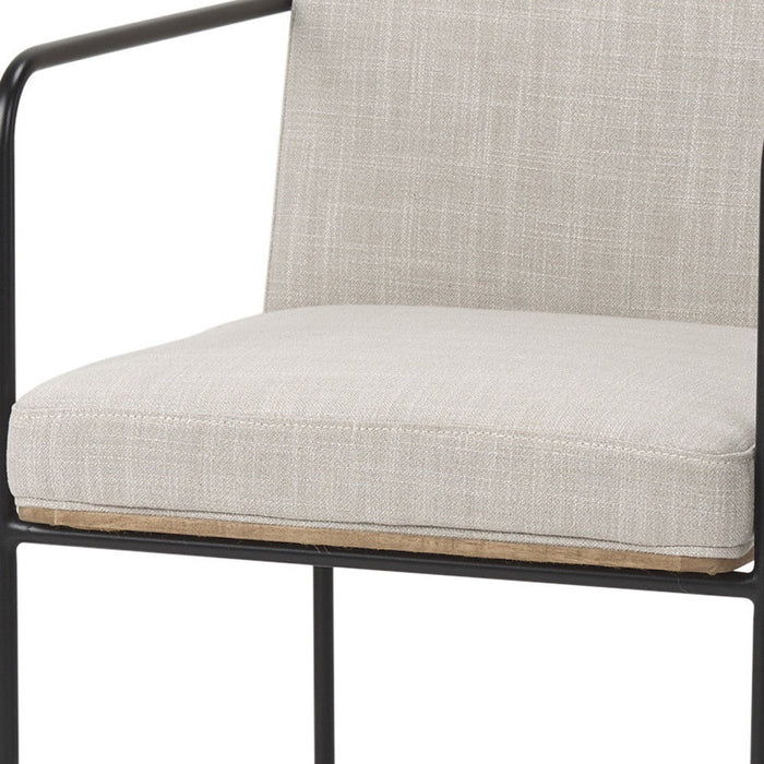 Upholstered Cushion Metal Dining Arm Chair - Beige