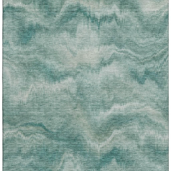 10' X 14' Abstract Washable Area Rug With UV Protection (717656) - Teal / Ivory