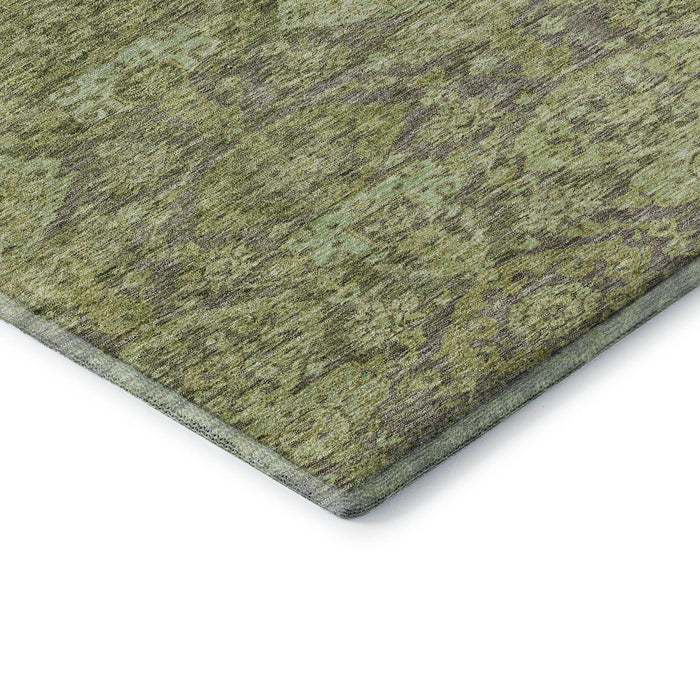 10' X 14' Damask Washable Area Rug With UV Protection (683944) - Green / Gray